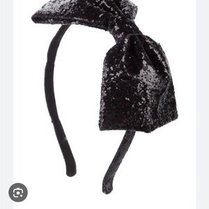 Kate Spade Black Glitter Bow Headband